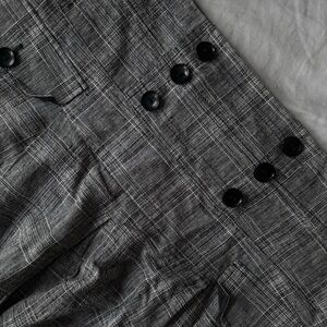 55% linen Vintage early 2000s Next buttoned plaid fall skirt size S